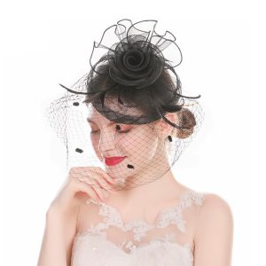 Bibi fascinator fleur et filet à pois