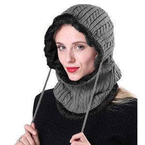 Bonnet capuche à cordons pour femme
