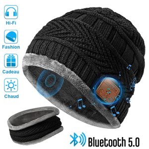 Bonnet connecté Bluetooth + tour de cou