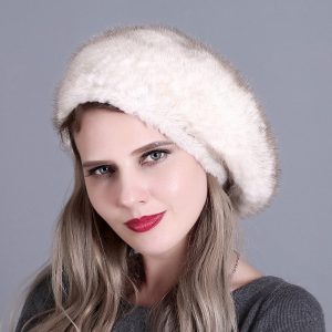 Béret d&rsquo;hiver de luxe en fourrure de vison