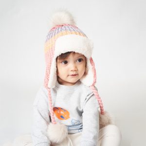 Bonnet à pompon bébé doublure polaire avec oreillettes