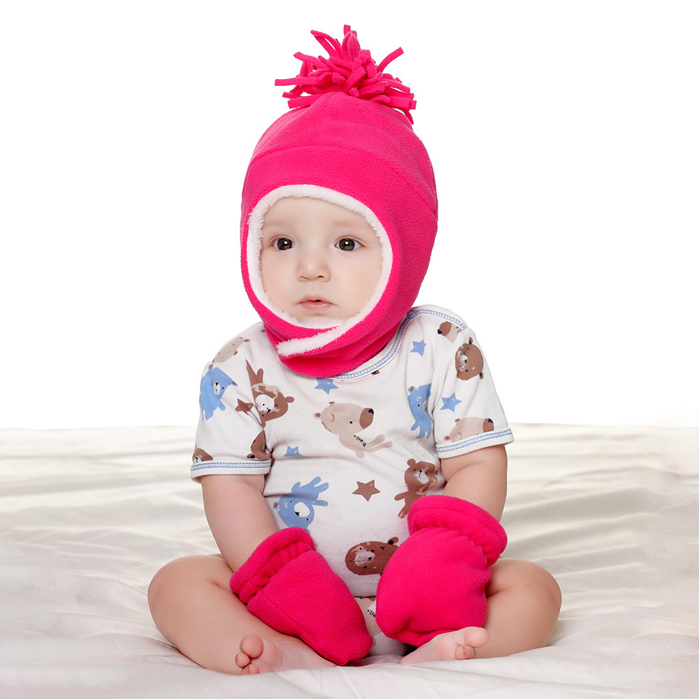 Ensemble bonnet péruvien et moufles pour enfant