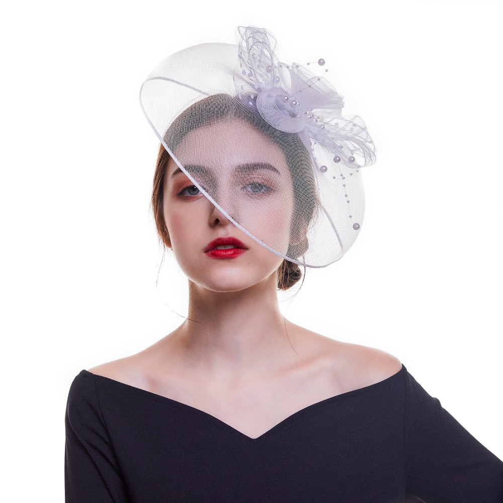 Bibi fascinator à voilette et fleur perlée – Image 5