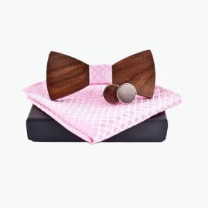 Coffret Noeud Papillon Bois - Pink Leaf